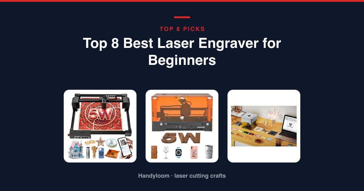 Several beginner-friendly desktop laser engravers on a workbench, including a fully enclosed model with a 360-degree safety cover